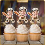 Custom Face Baseball Cupcake Toppers