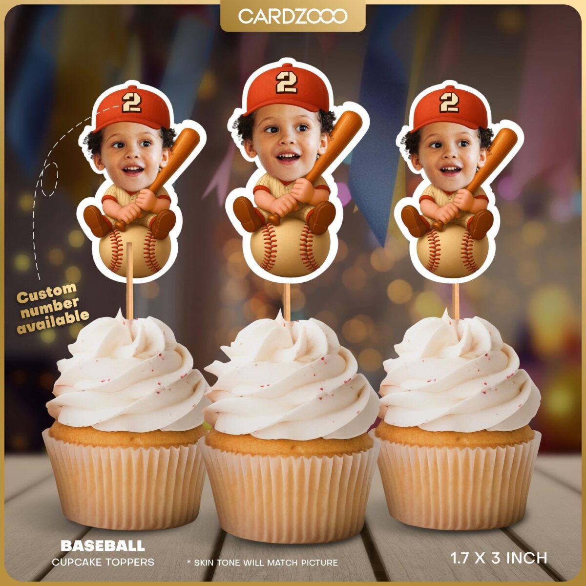 Baseball Custom Face Cupcake Toppers