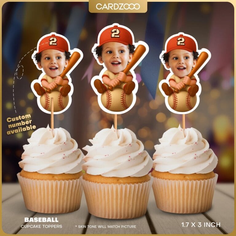 Baseball Custom Face Cupcake Toppers