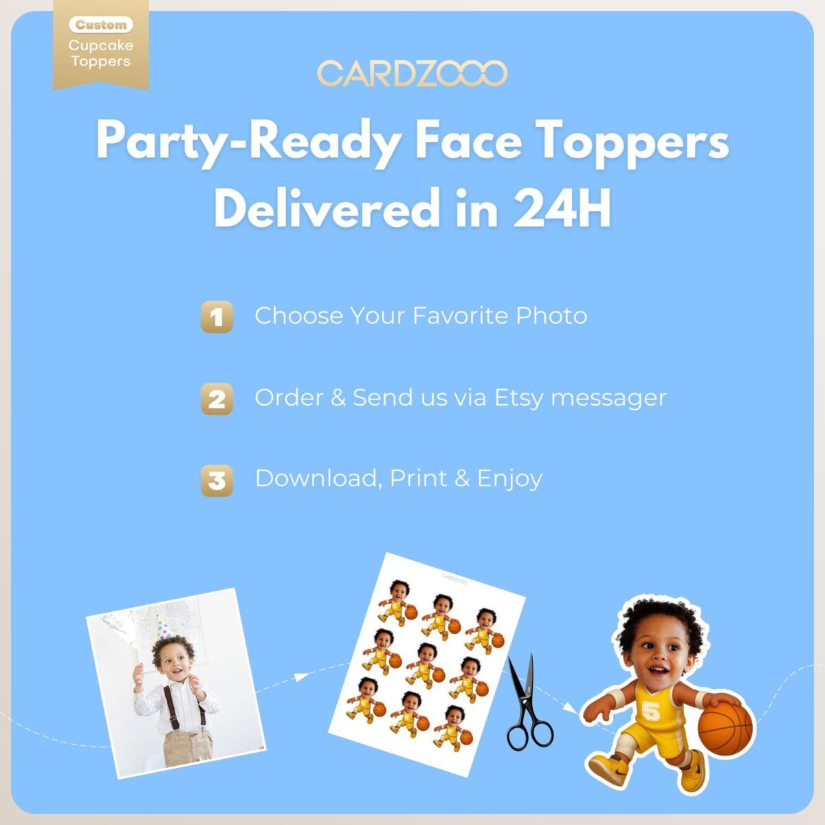 Basketball Custom Face Cupcake Toppers - Image 3