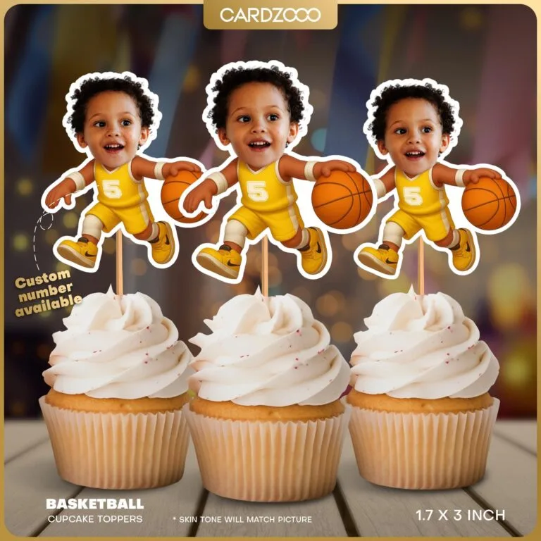 Basketball Custom Face Cupcake Toppers