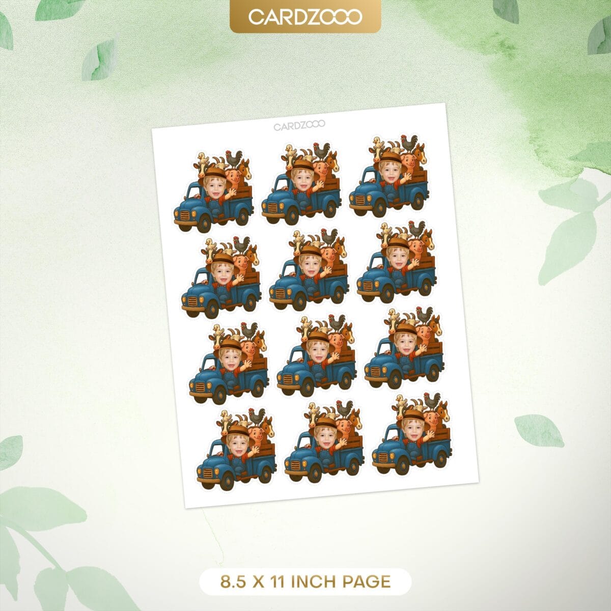 Blue Farm Truck Custom Face Cupcake Toppers - Image 2
