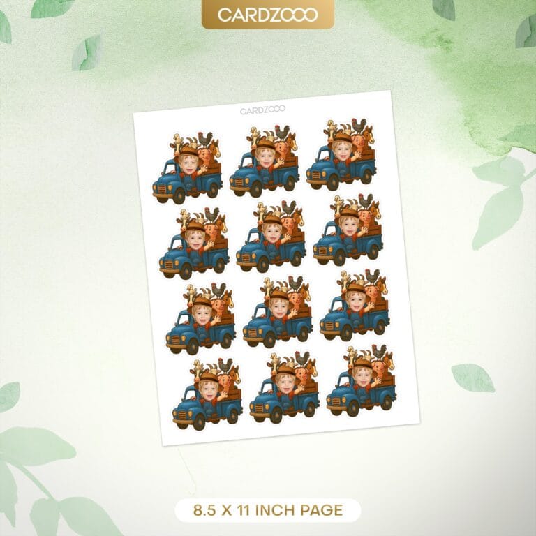 Blue Farm Truck Custom Face Cupcake Toppers - Image 2