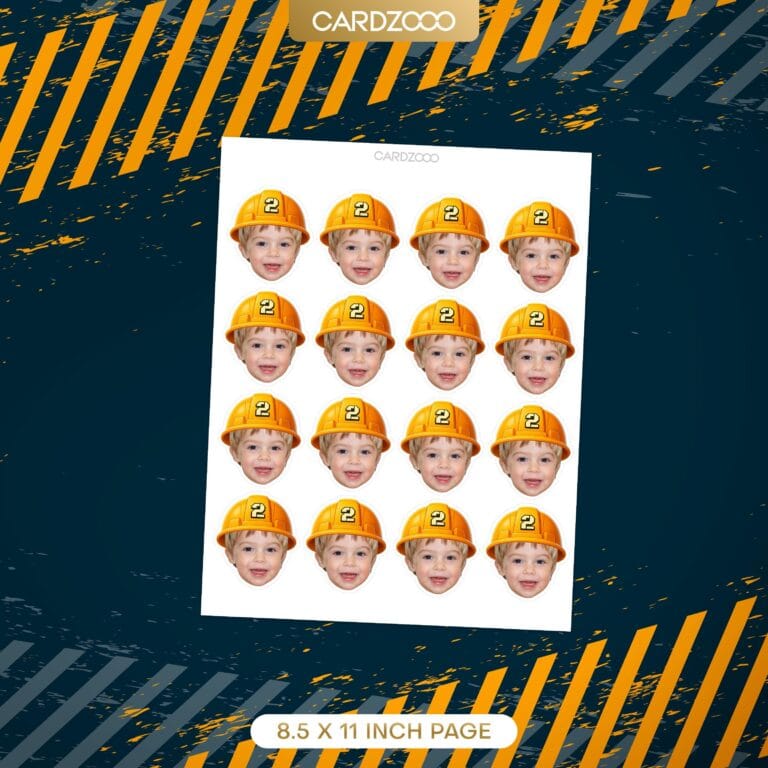 Construction Custom Face Cupcake Toppers - Image 2