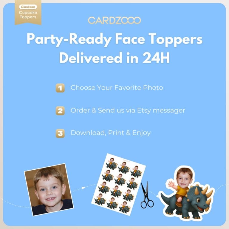 Dinosaur Rider Custom Face Cupcake Toppers - Image 3
