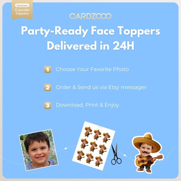 Custom Face Fiesta Sombrero Musician Cupcake Toppers - Image 3