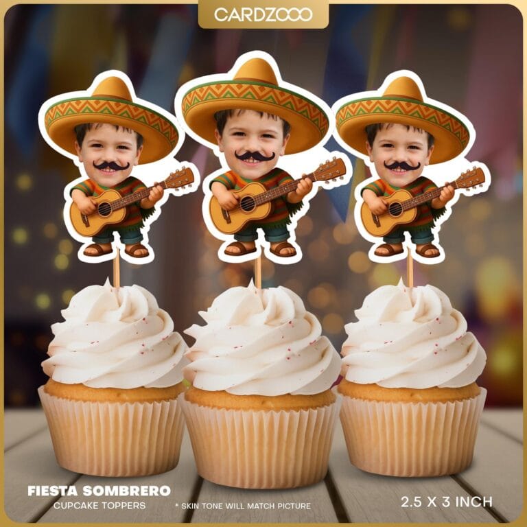 Custom Face Fiesta Sombrero Musician Cupcake Toppers