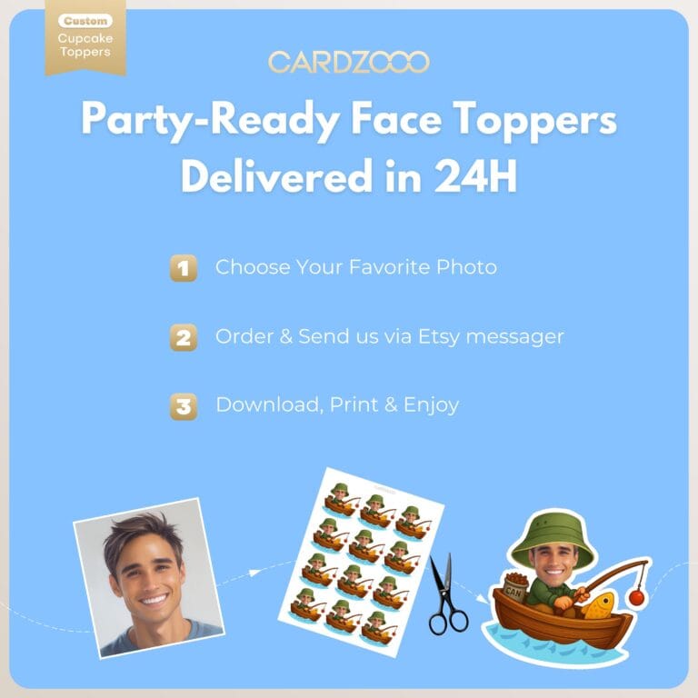 Custom Face Fishing Fisherman Cupcake Toppers - Image 3