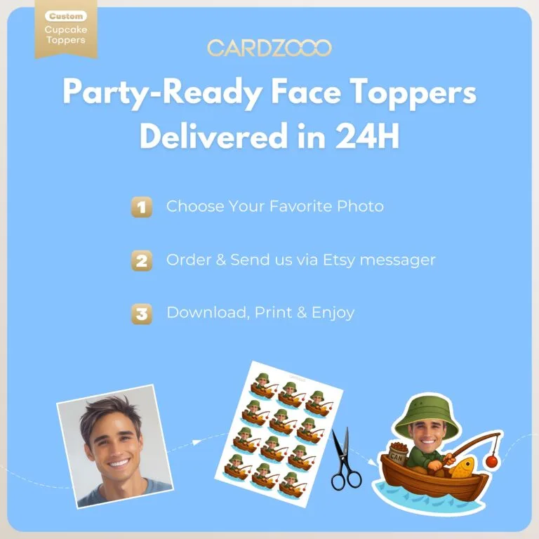 Custom Face Fishing Fisherman Cupcake Toppers - Image 3