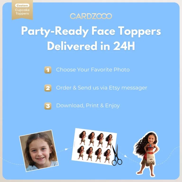 Custom Face Moana Cupcake Toppers - Image 3