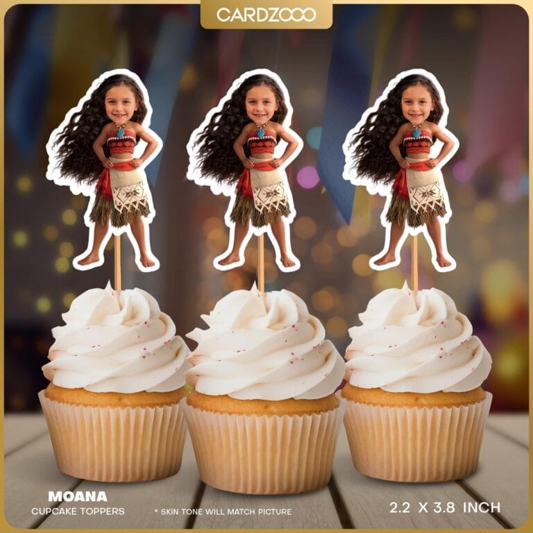 Custom Face Moana Cupcake Toppers