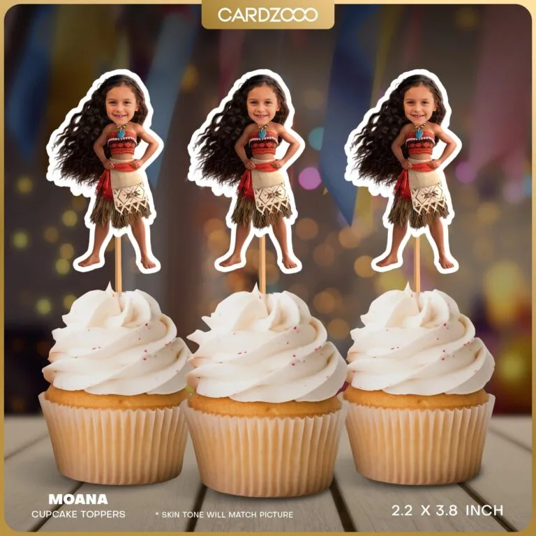 Custom Face Moana Cupcake Toppers