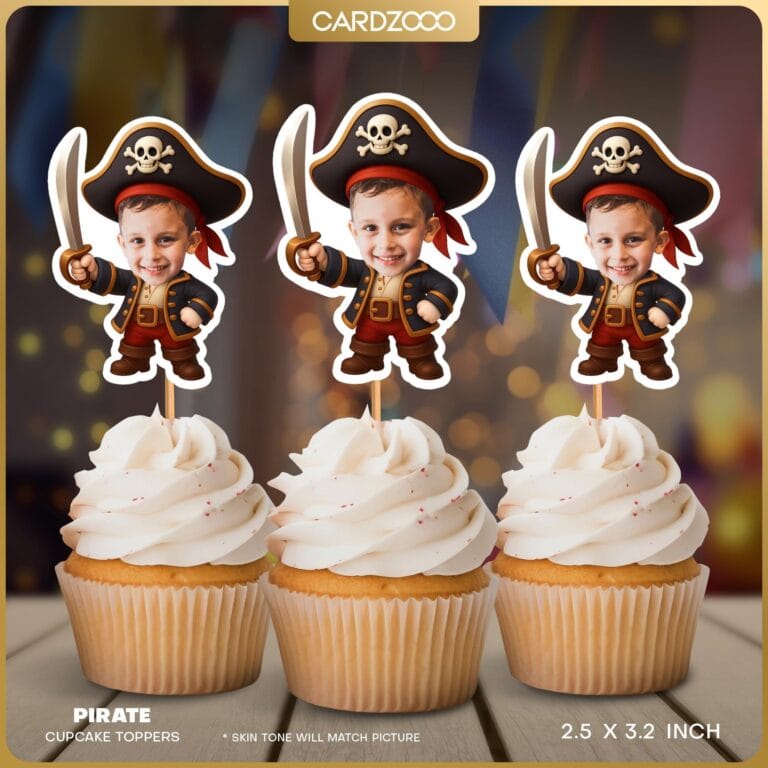 Pirate Custom Face Cupcake Toppers