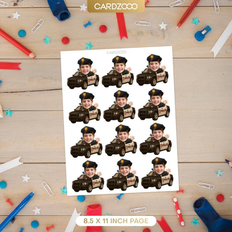 Police Officer Car Custom Face Cupcake Toppers - Image 2