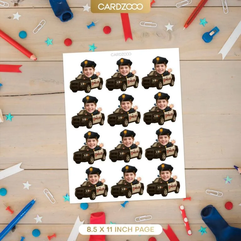 Police Officer Car Custom Face Cupcake Toppers - Image 2