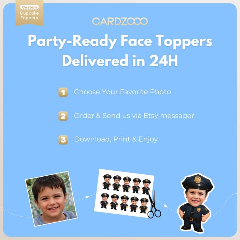 Police Officer Custom Face Cupcake Toppers - Image 3