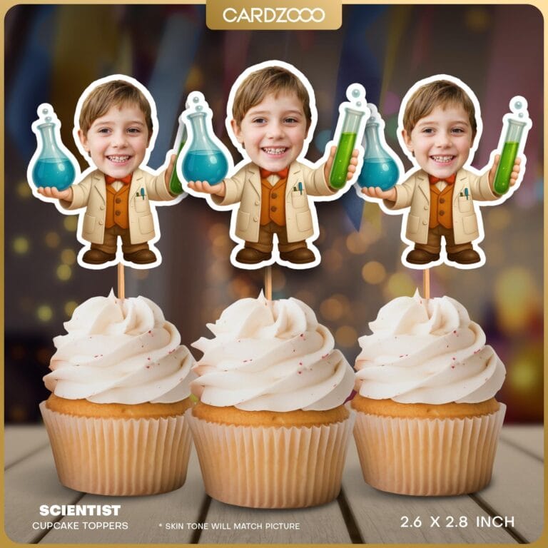 Scientist Custom Face Cupcake Toppers