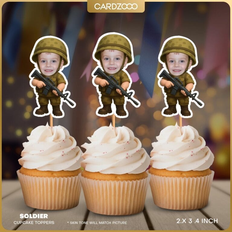 Custom Face Soldier Cupcake Toppers