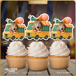 Ice Cream Truck Custom Face Cupcake Toppers
