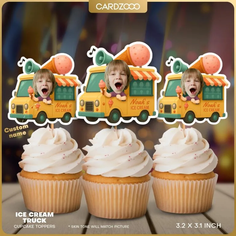 Ice Cream Truck Custom Face Cupcake Toppers