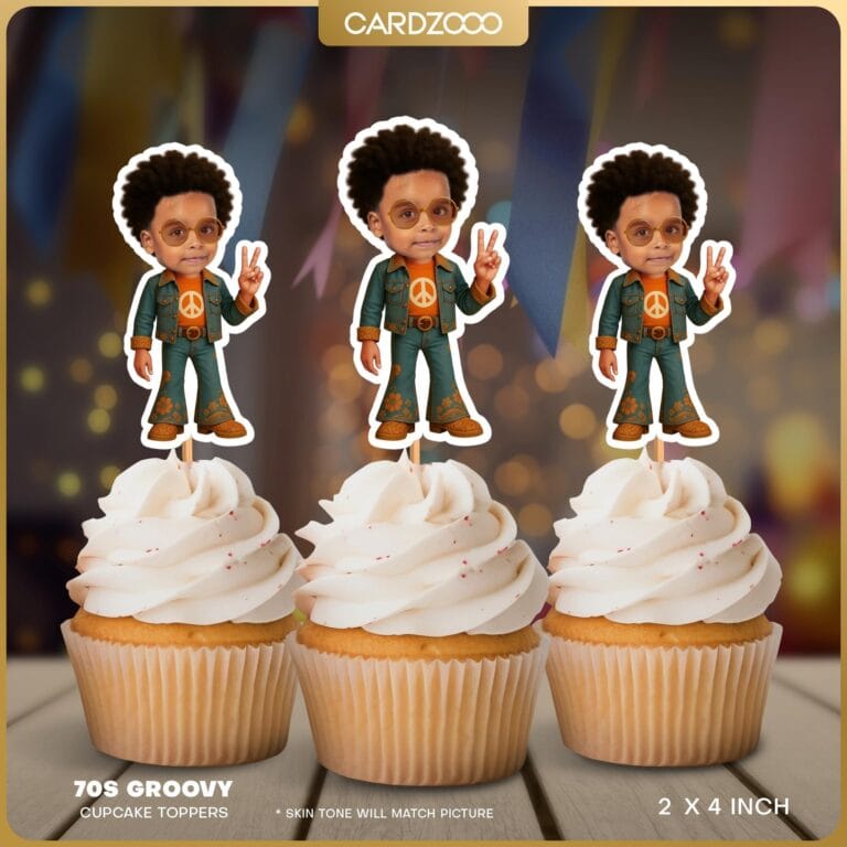 70s Groovy Custom Face Cupcake Toppers