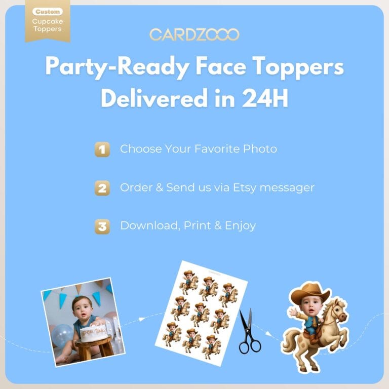 Cowboy Ride Hose Custom Face Cupcake Toppers - Image 3
