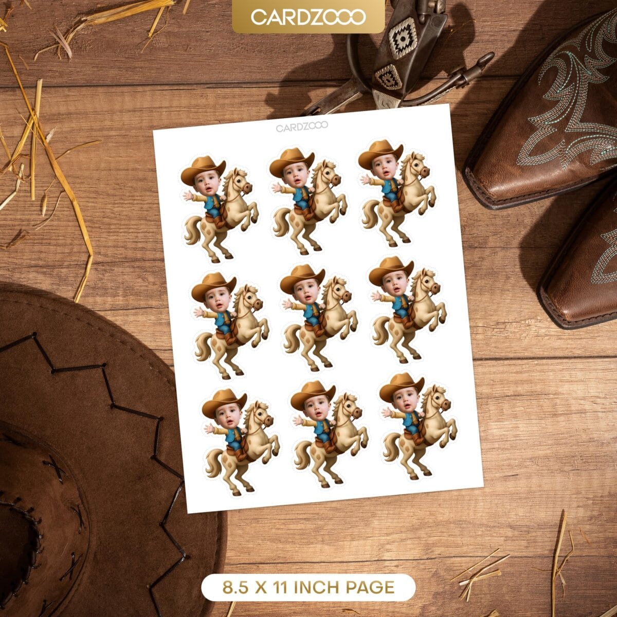 Cowboy Ride Hose Custom Face Cupcake Toppers - Image 2