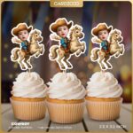 Cowboy Ride Hose Custom Face Cupcake Toppers