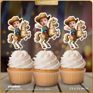 Cowboy Ride Hose Custom Face Cupcake Toppers