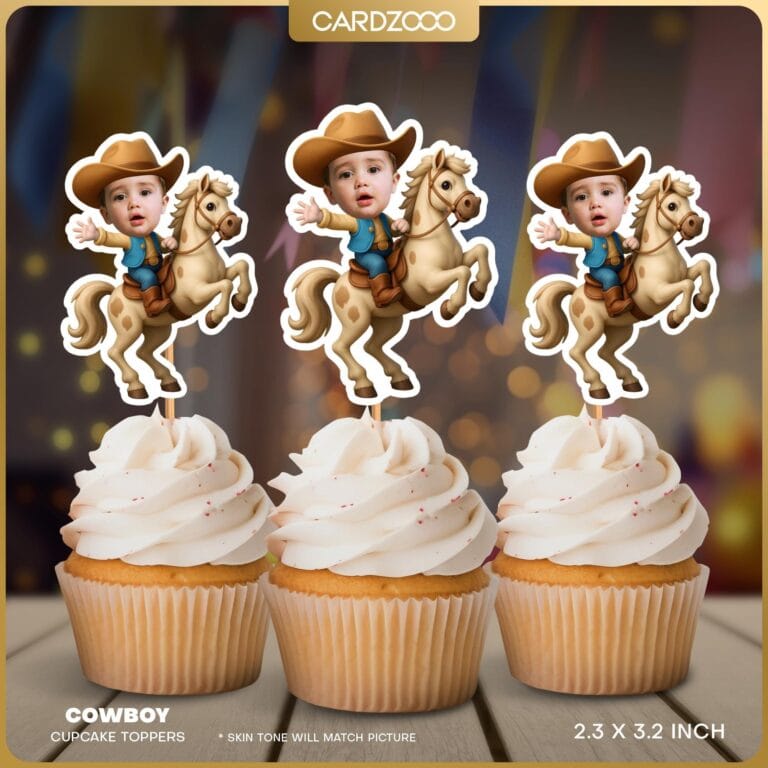 Cowboy Ride Hose Custom Face Cupcake Toppers