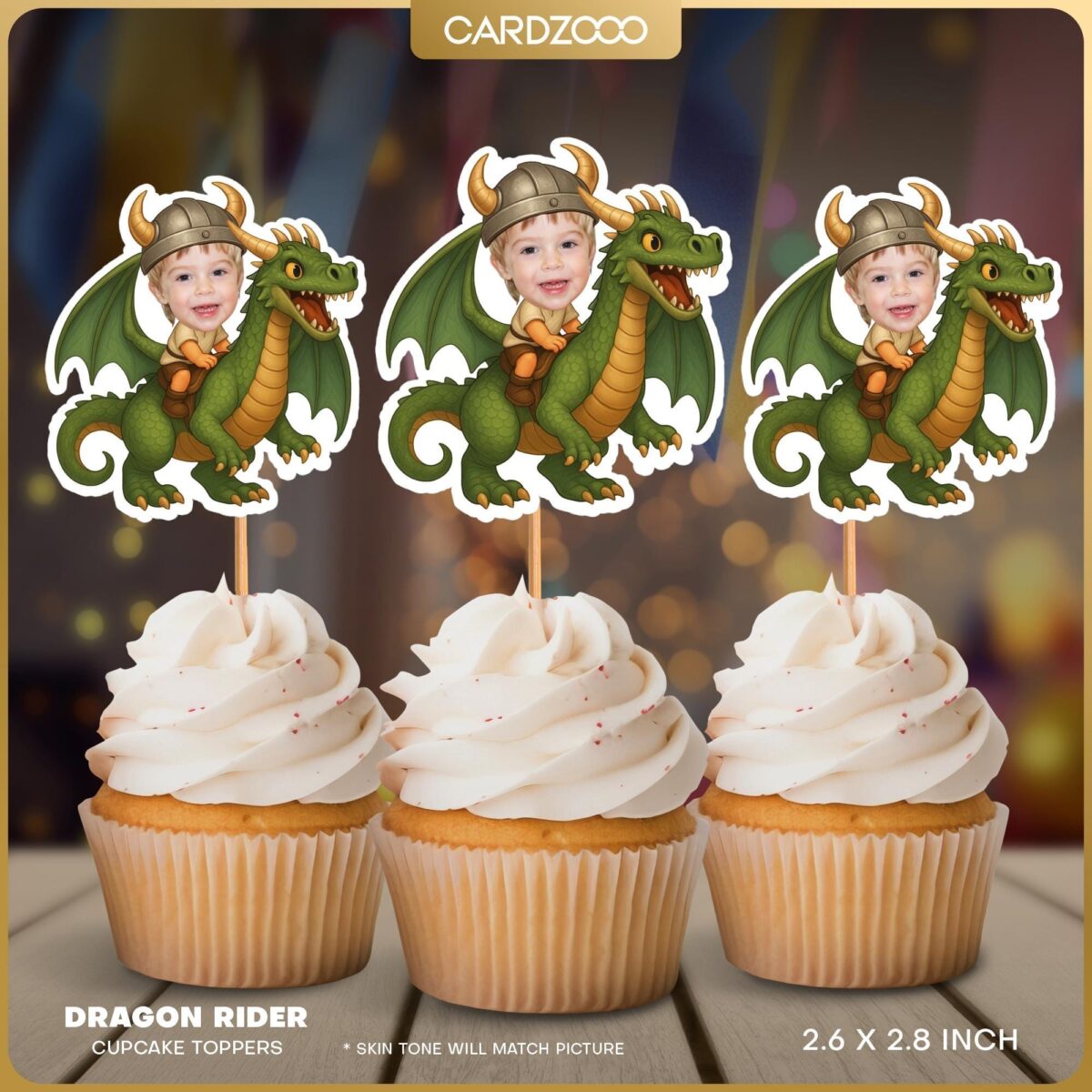 Dragon Rider Custom Face Cupcake Toppers