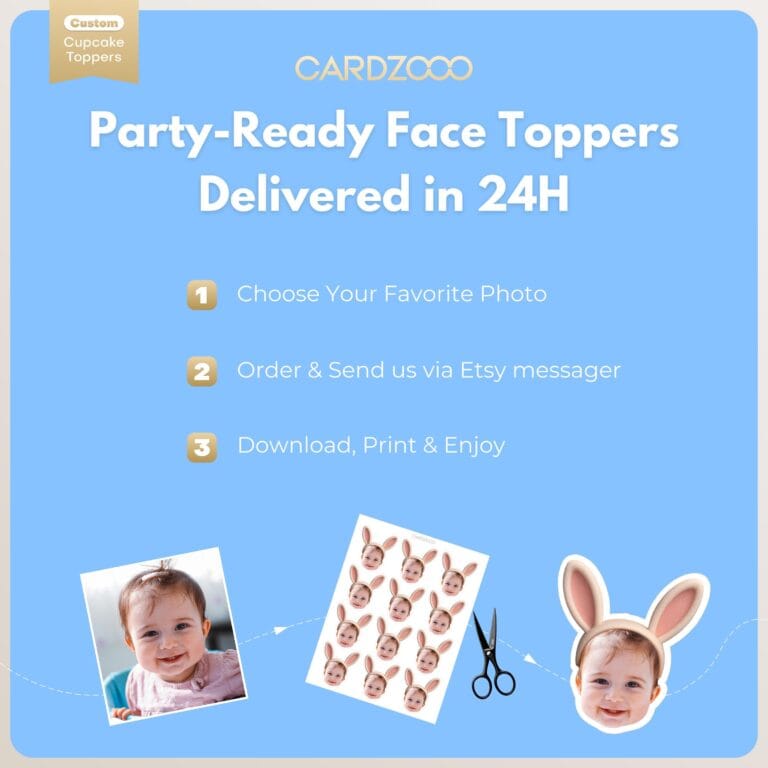 Easter Bunny Ears Custom Face Cupcake Toppers - Image 3