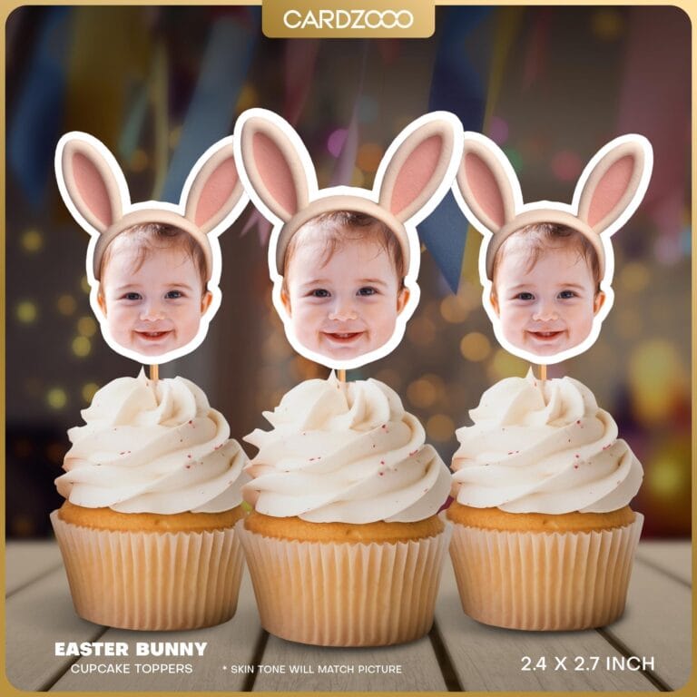Easter Bunny Ears Custom Face Cupcake Toppers
