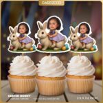 Easter Bunny Personalized Face Cupcake Toppers