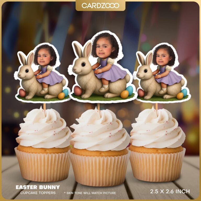 Easter Bunny Personalized Face Cupcake Toppers