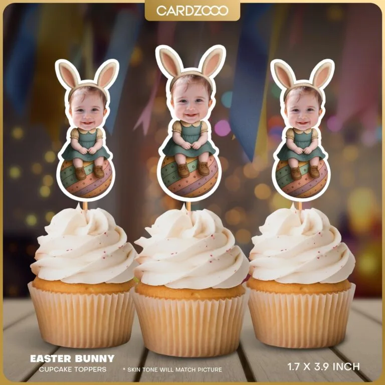Custom Face Easter Bunny Ears Cupcake Toppers