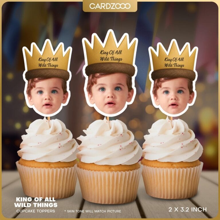 King Of All Wild Things Custom Face Cupcake Toppers