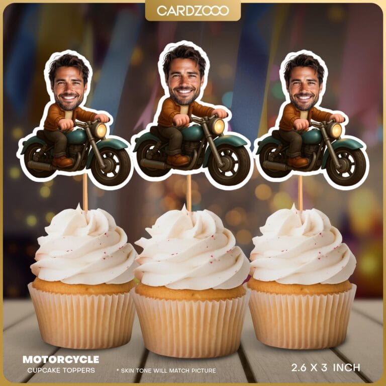 Motorcycle Custom Face Cupcake Toppers