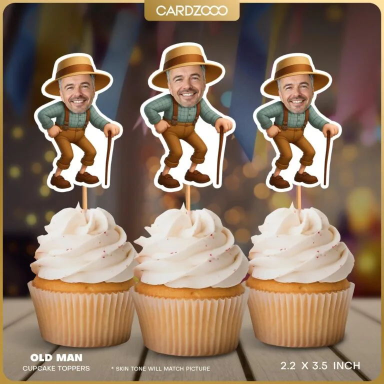 Old Man Custom Face Cupcake Toppers