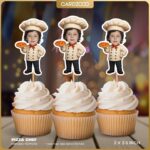 Pizza Chef Pizza Party Custom Face Cupcake Toppers