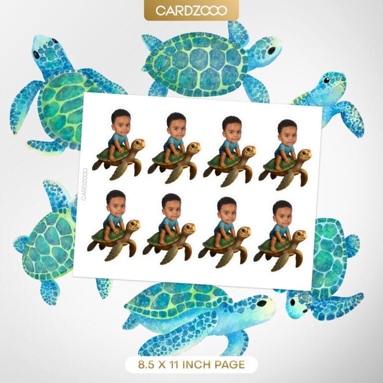 Sea Turtle Custom Face Cupcake Toppers - Image 2