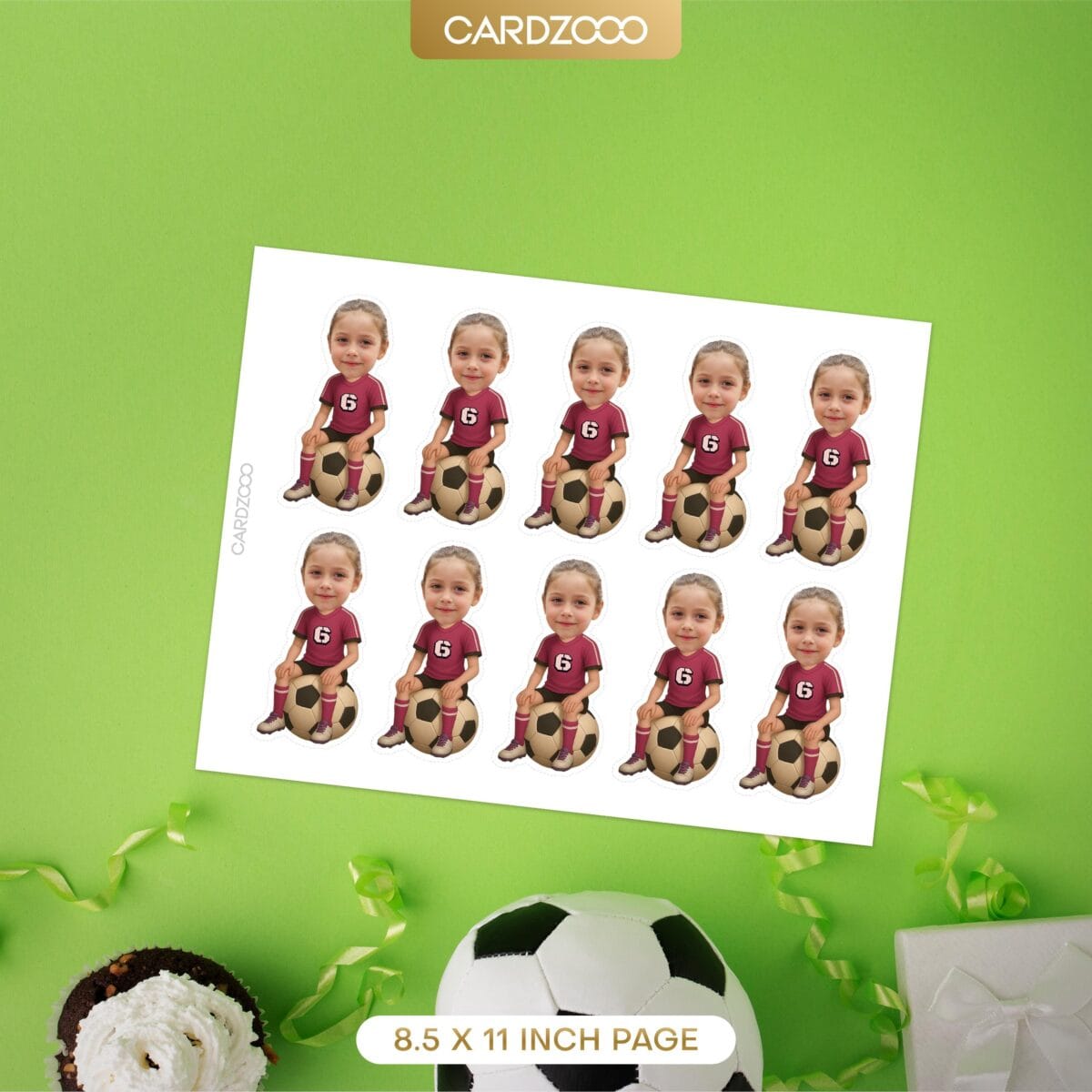 Custom Face Soccer Cupcake Toppers - Image 2