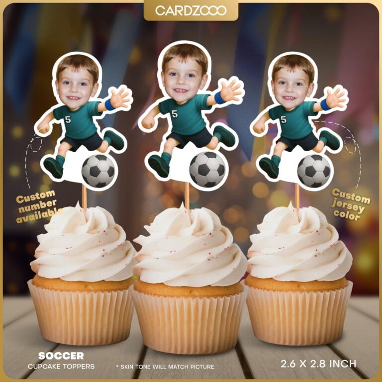 Soccer Custom Face Cupcake Toppers