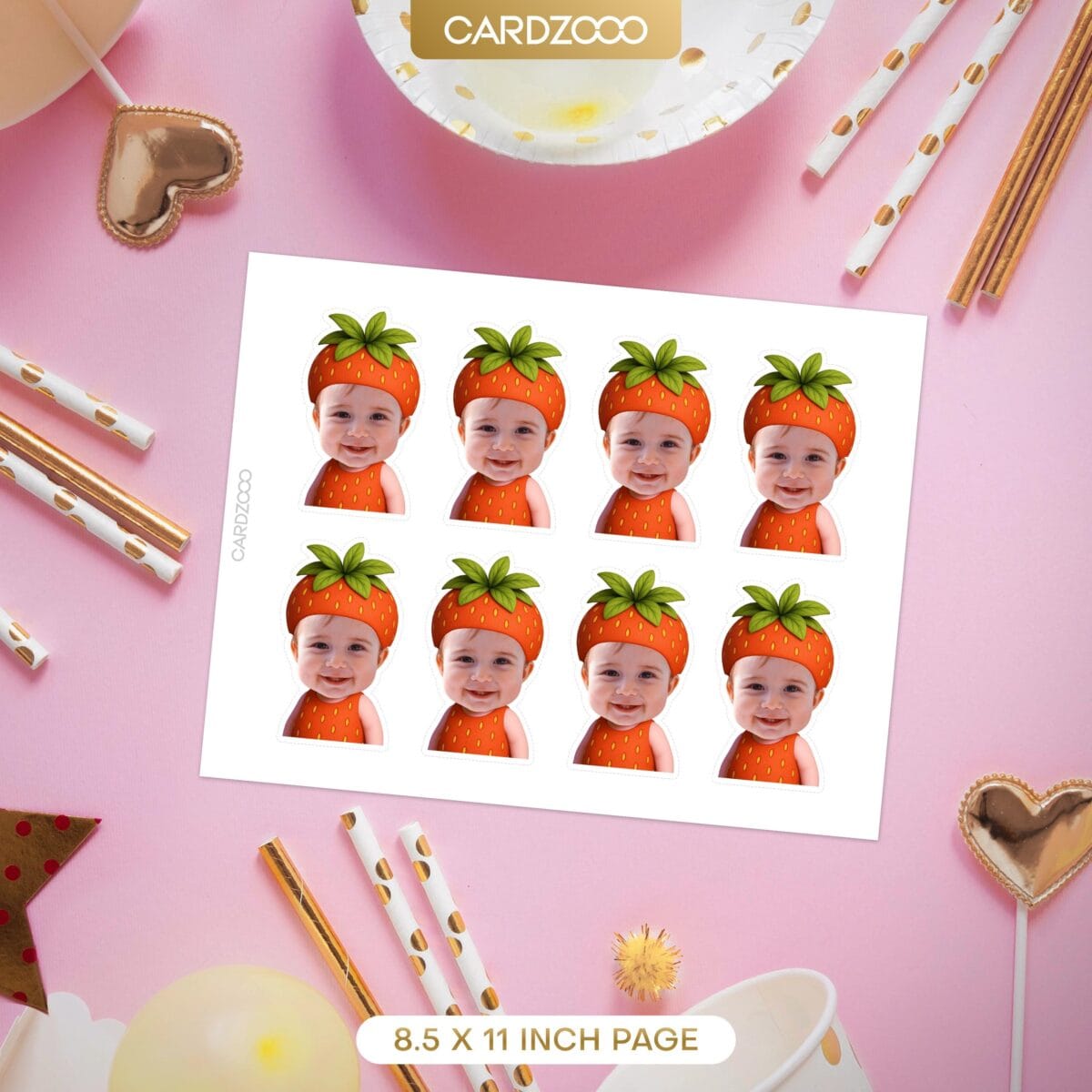 Strawberry Custom Face Cupcake Toppers - Image 2