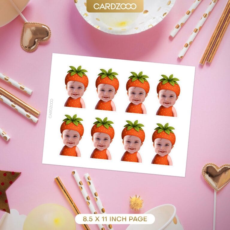 Strawberry Custom Face Cupcake Toppers - Image 2