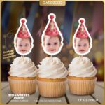 Strawberry Birthday Custom Face Cupcake Toppers
