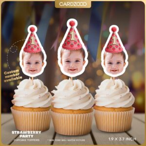 Strawberry Birthday Custom Face Cupcake Toppers