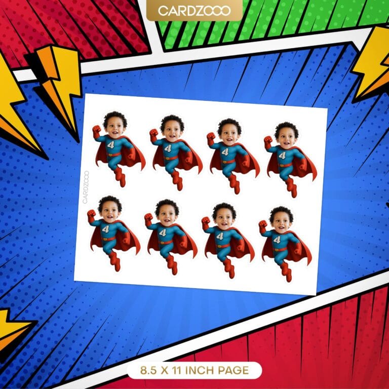 Custom Face Superhero Boy Cupcake Toppers - Image 2