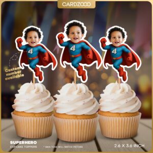 Custom Face Superhero Boy Cupcake Toppers