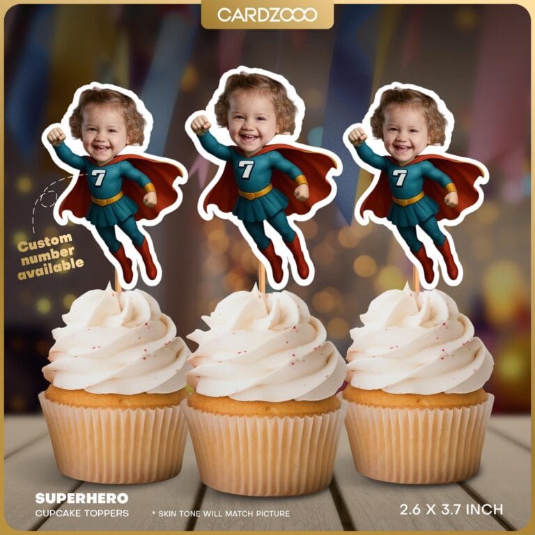Superhero Girl Custom Face Cupcake Toppers